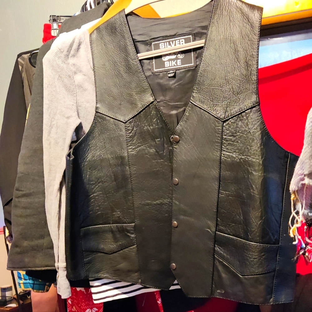Men's Silver Bike leather vest